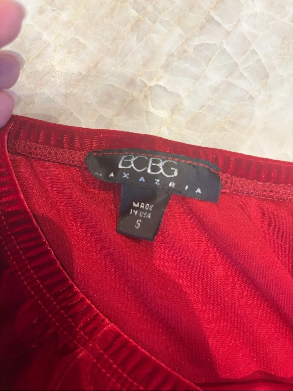 Y2K BCBG Max Azria Red Crushed Velvet Midi Skirt Size Small Rhinestone Mesh Hem